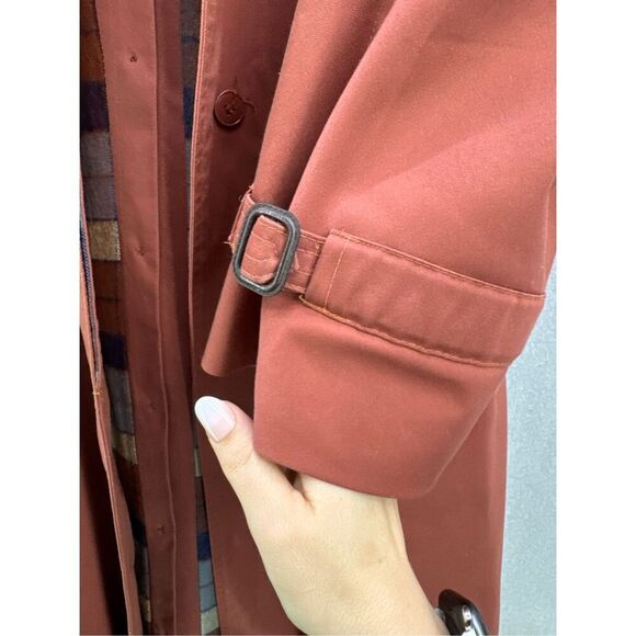 Vintage Junior Gallery Women Brown Cotton Blend Button Front Trench Coat Size 11 - Picture 3 of 12